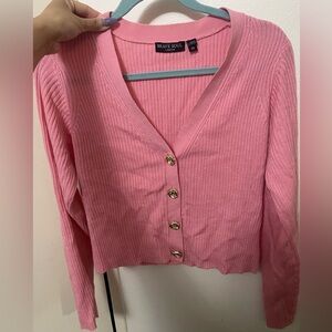 Brave Soul Bubblegum Pink Ribbed Button Cardigan